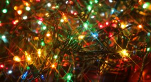 Soft coloured Christmas fairy lights