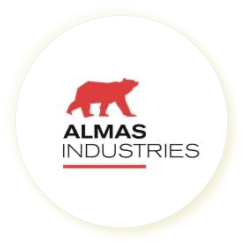 Almas Industries logo in colour