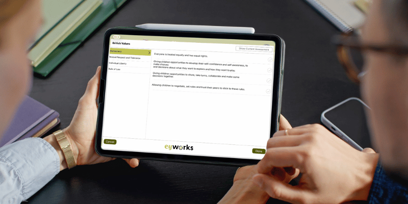 eylog observations mapped to British Values